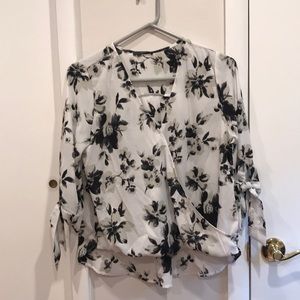 West Kei Allan Surplice Tie Sleeve High-Low Blouse